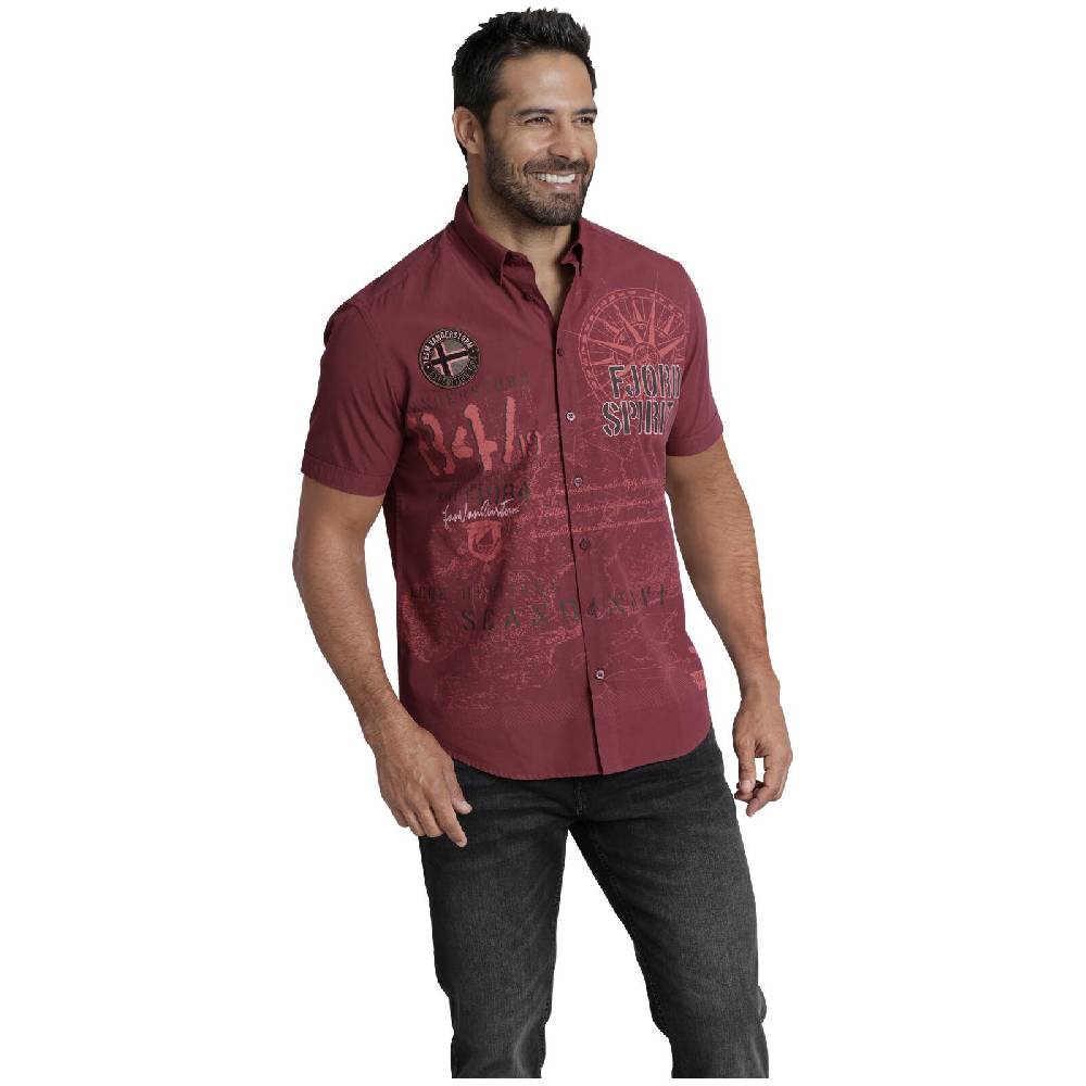 Jan Vanderstorm Kurzarmhemd CHRISTMAR Rot Bedruckt