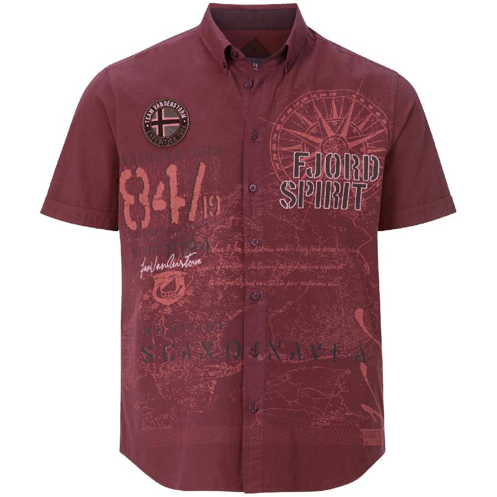 Jan Vanderstorm Kurzarmhemd CHRISTMAR rot bedruckt