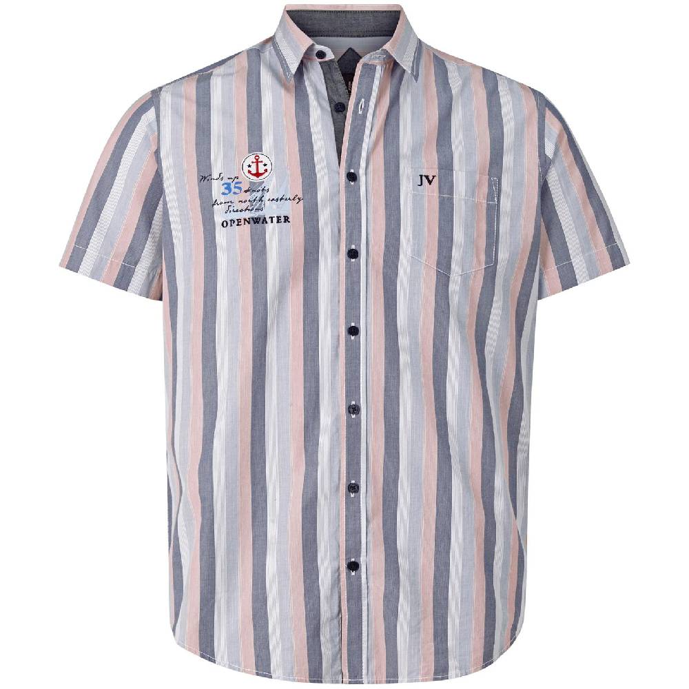 Jan Vanderstorm Kurzarmhemd EIBO blau gestreift