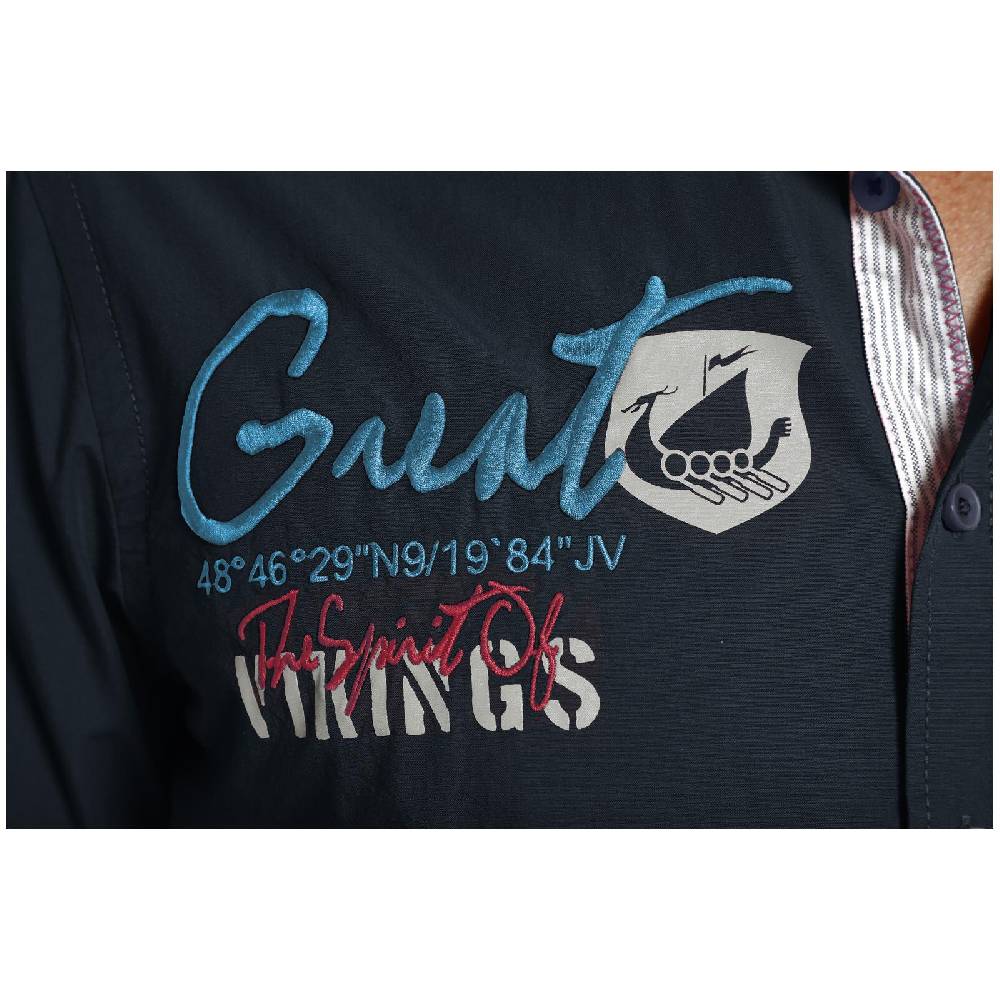 Jan Vanderstorm Kurzarmhemd FREYDIS Dunkelblau