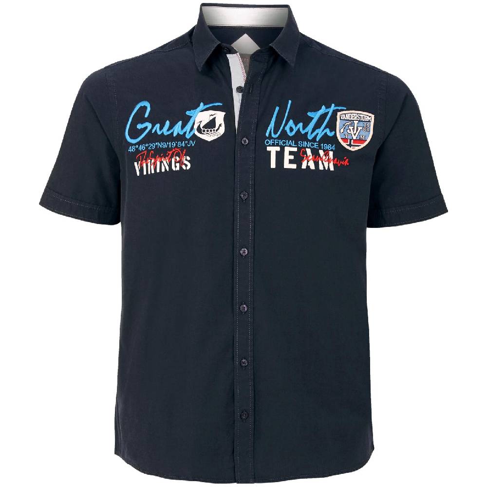 Jan Vanderstorm Kurzarmhemd FREYDIS dunkelblau