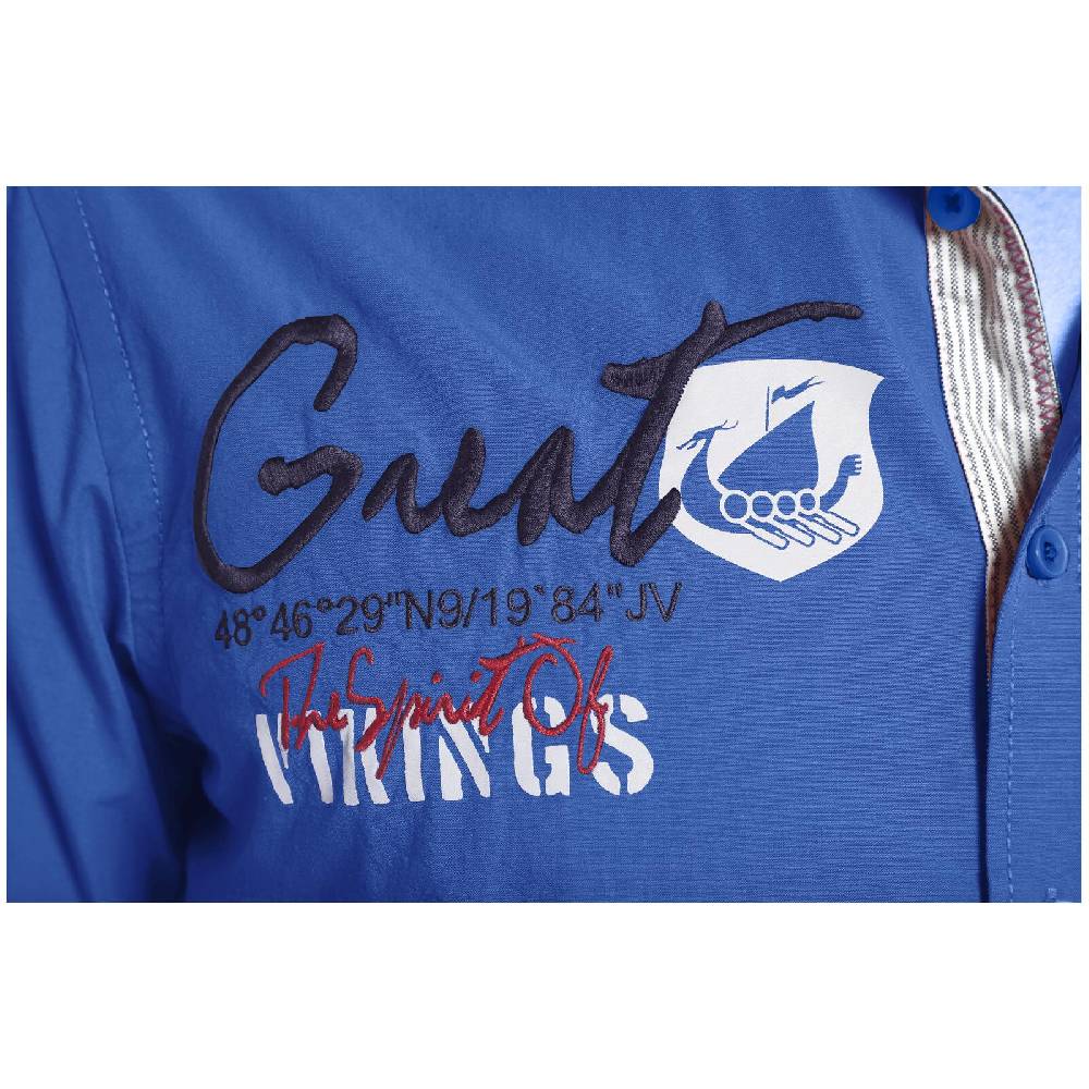 Jan Vanderstorm Kurzarmhemd FREYDIS Royal Blau