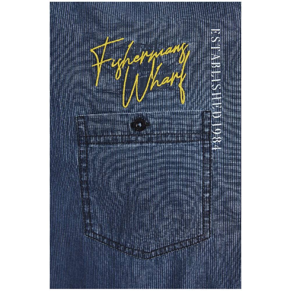 Jan Vanderstorm Kurzarmhemd LANDOLF Blau Gestreift