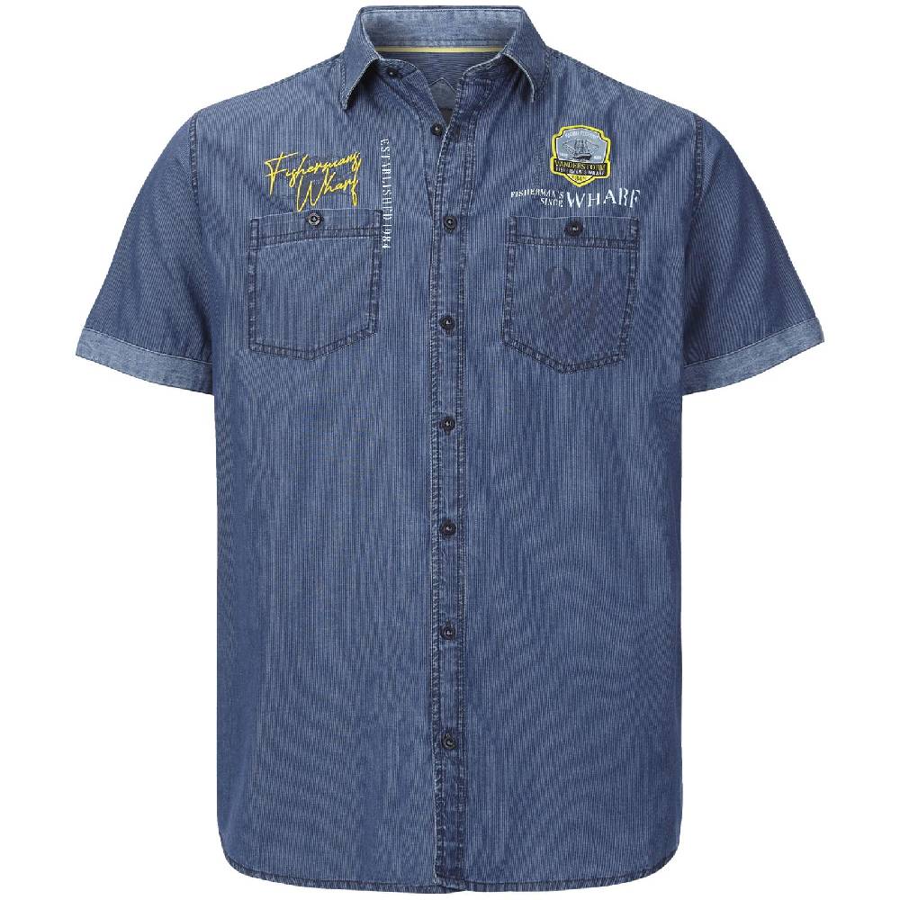 Jan Vanderstorm Kurzarmhemd LANDOLF blau gestreift