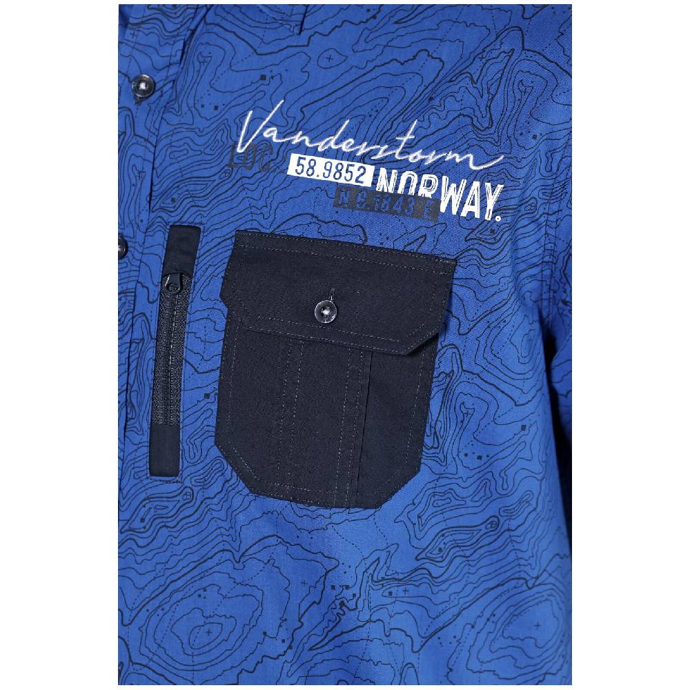 Jan Vanderstorm Kurzarmhemd LYSANDER Royal Blau