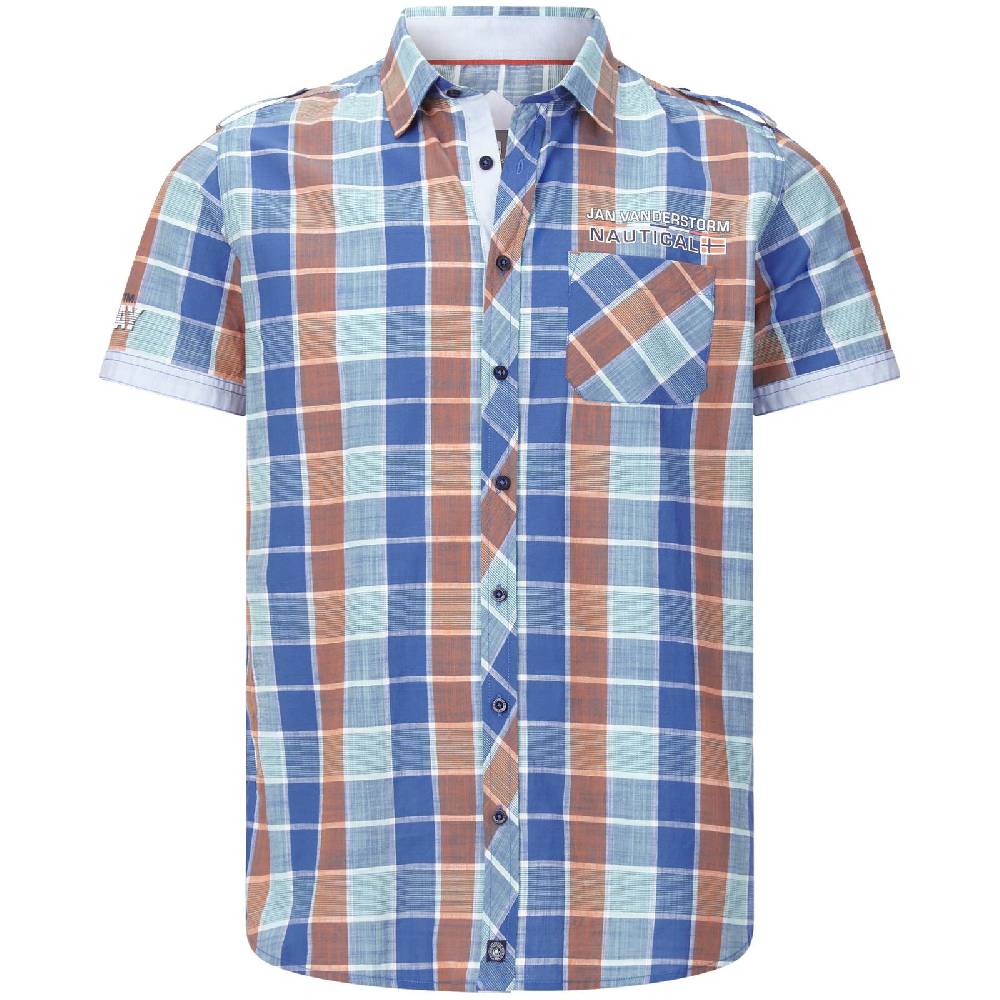 Jan Vanderstorm Kurzarmhemd MALMFINN blau kariert