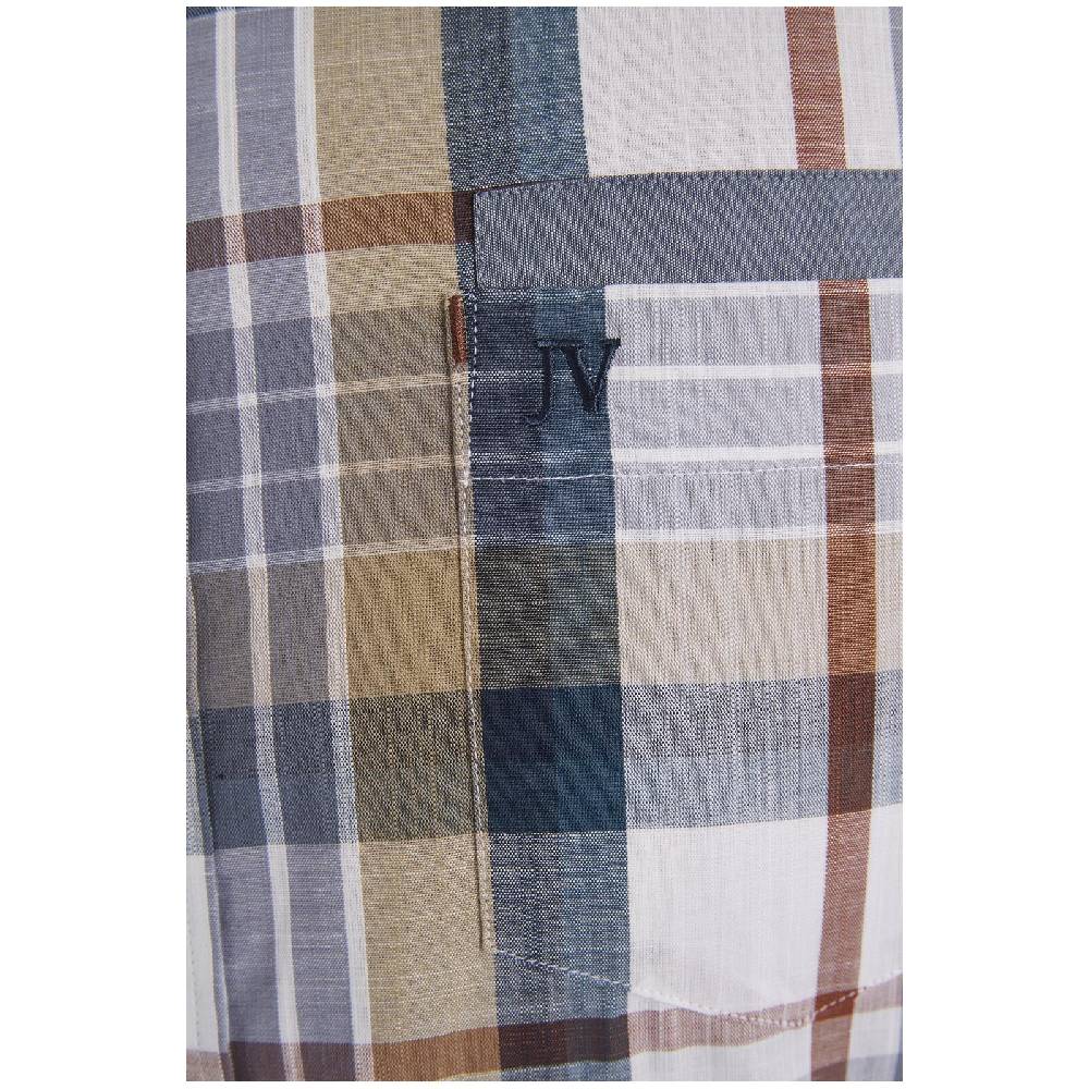 Jan Vanderstorm Kurzarmhemd MOMMO Oliv Kariert