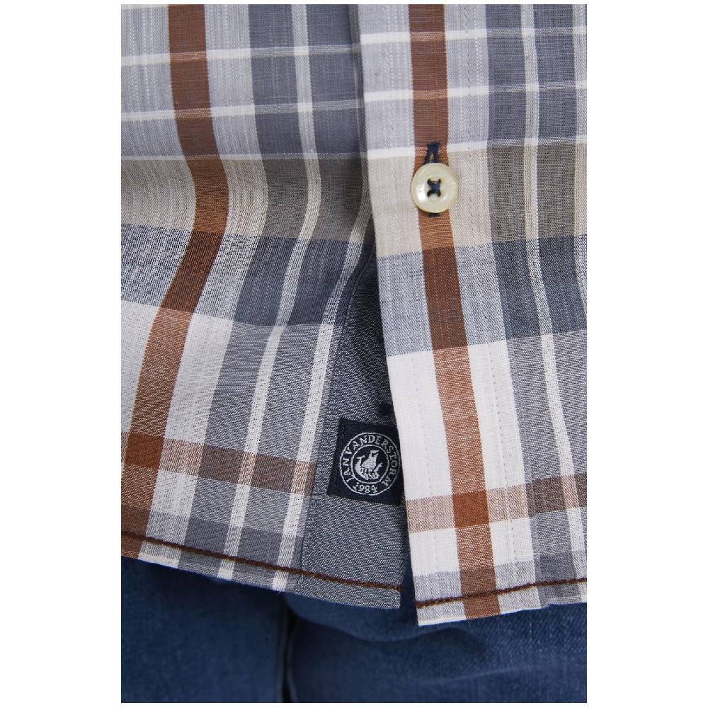 Jan Vanderstorm Kurzarmhemd MOMMO Oliv Kariert