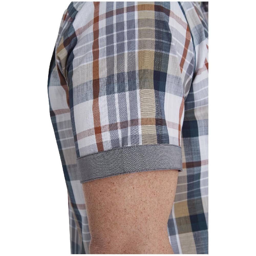 Jan Vanderstorm Kurzarmhemd MOMMO Oliv Kariert