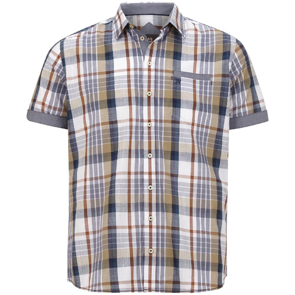 Jan Vanderstorm Kurzarmhemd MOMMO oliv kariert