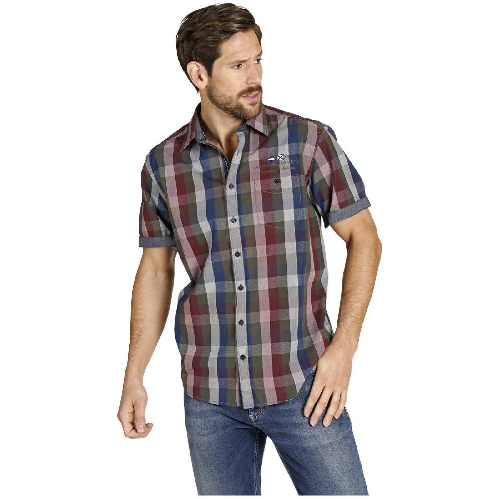 Jan Vanderstorm Kurzarmhemd REEDO Rot Blau Kariert