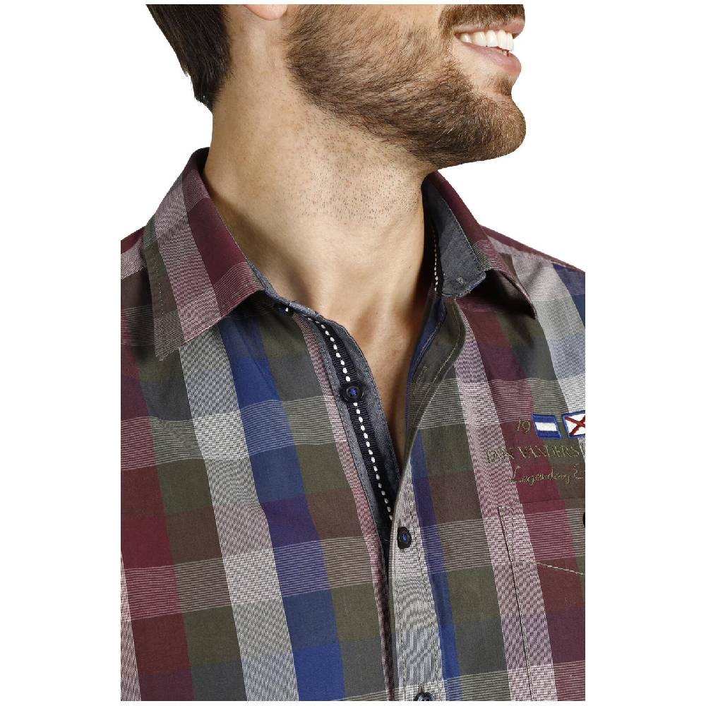 Jan Vanderstorm Kurzarmhemd REEDO Rot Blau Kariert