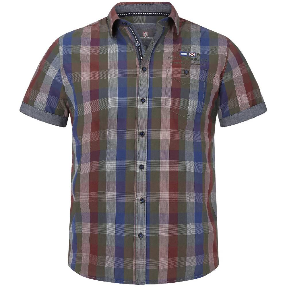 Jan Vanderstorm Kurzarmhemd REEDO rot blau kariert