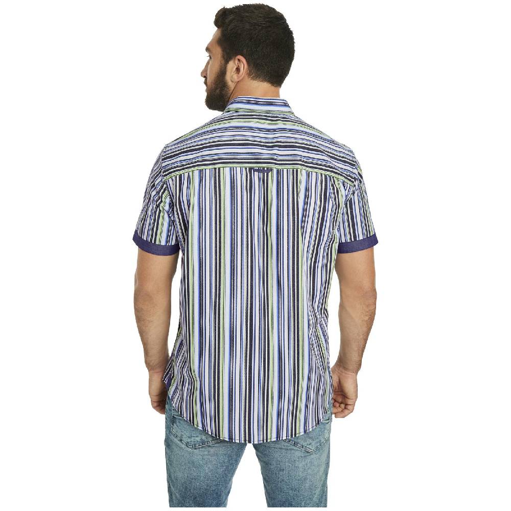 Jan Vanderstorm Kurzarmhemd VETTE Blau Gestreift