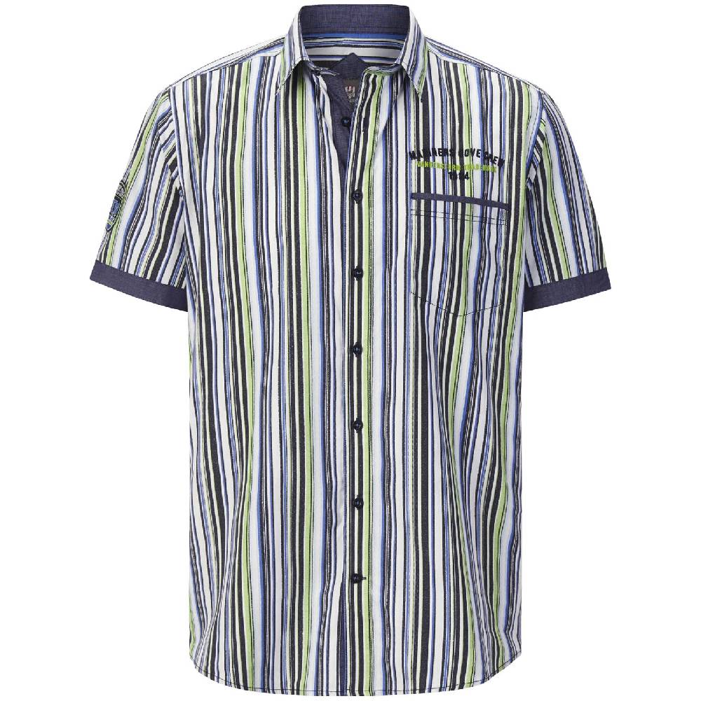 Jan Vanderstorm Kurzarmhemd VETTE blau gestreift