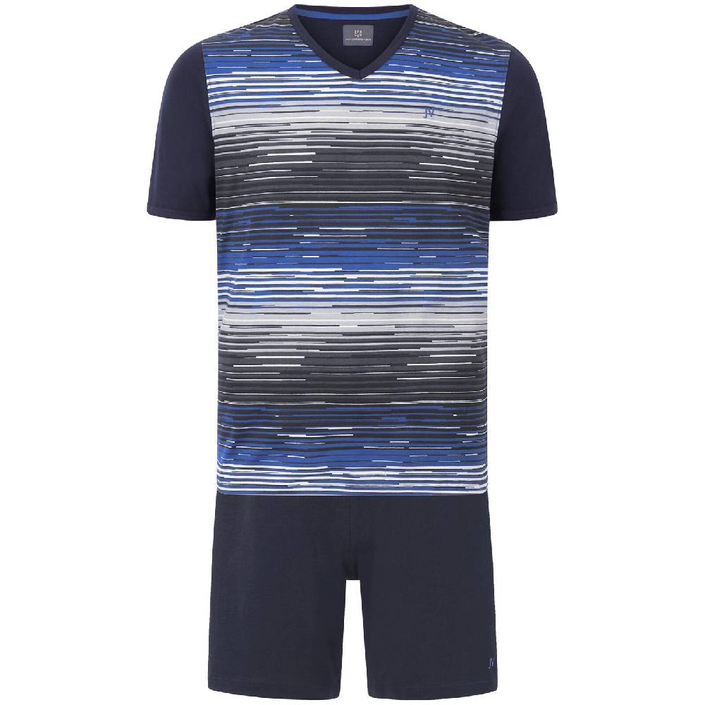 Jan Vanderstorm Kurzer Schlafanzug AUDUN blau grau