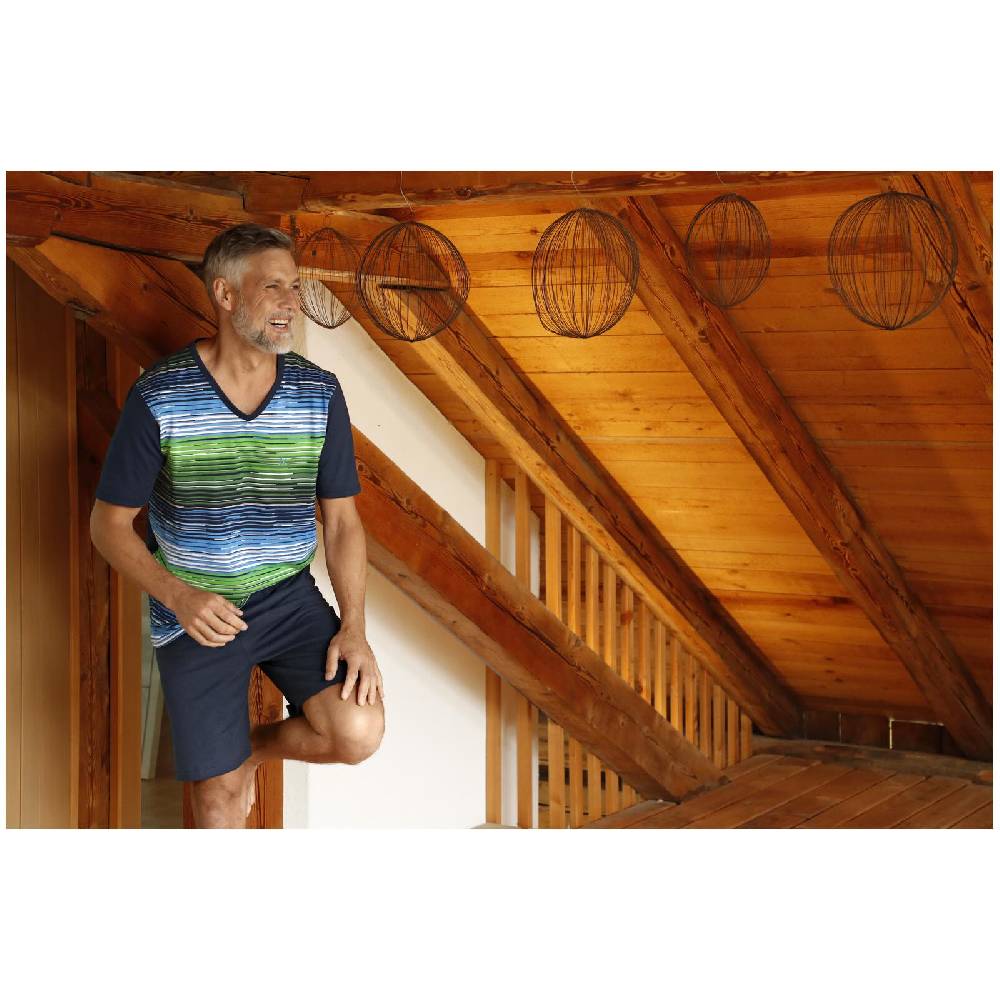 Jan Vanderstorm Kurzer Schlafanzug AUDUN Blau Grün