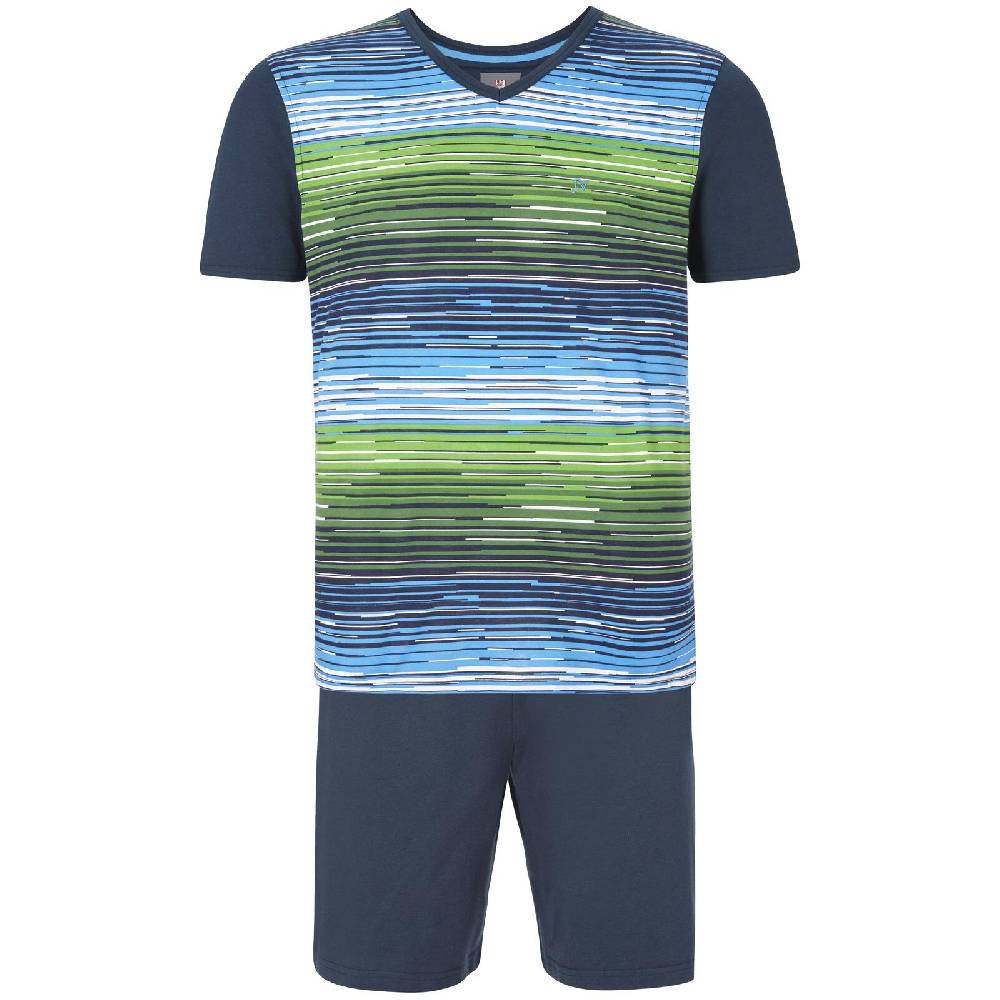 Jan Vanderstorm Kurzer Schlafanzug AUDUN blau grün