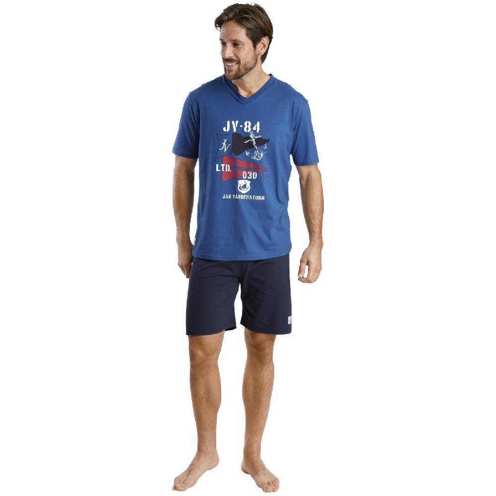 Jan Vanderstorm Kurzer Schlafanzug BENGT Blau