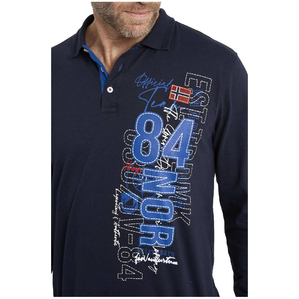 Jan Vanderstorm Langarm-Poloshirt NOAM Dunkelblau