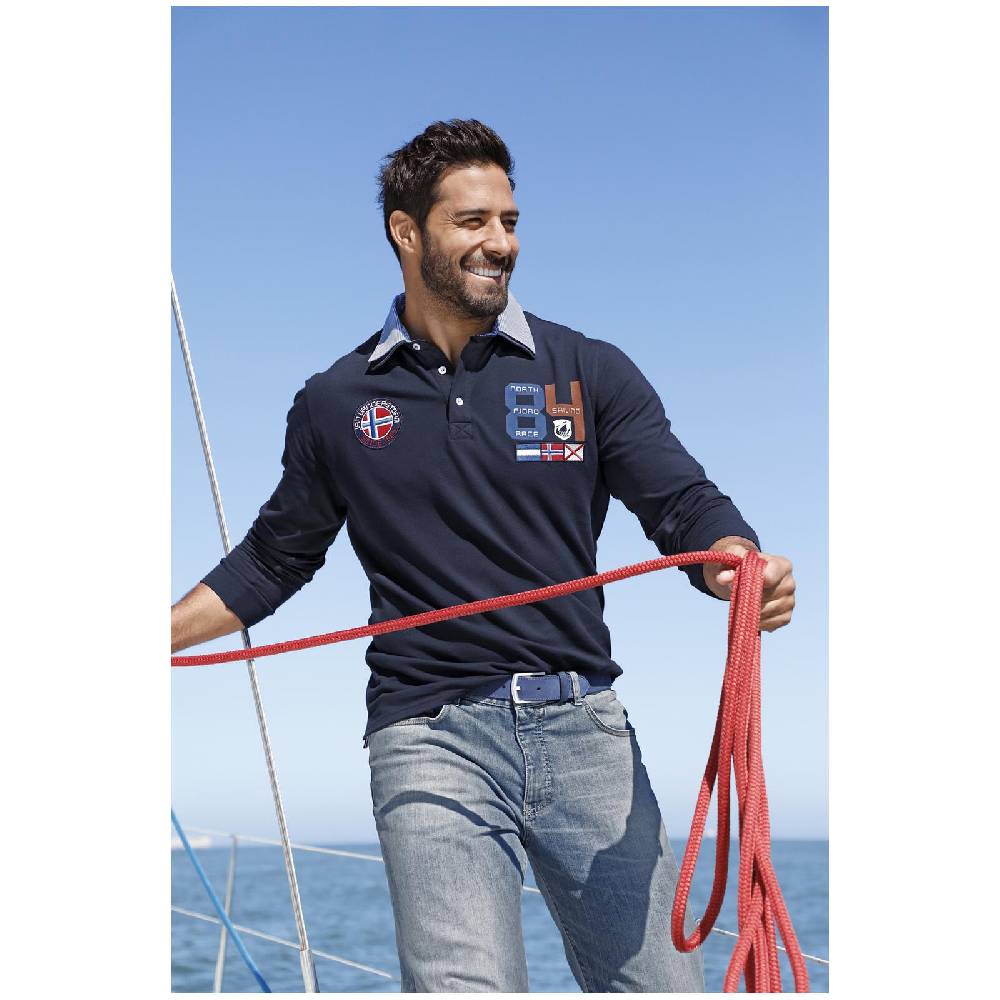 Jan Vanderstorm Langarm-Poloshirt TROLS Dunkelblau