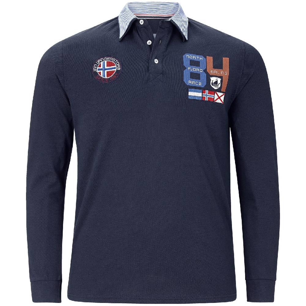 Jan Vanderstorm Langarm-Poloshirt TROLS dunkelblau