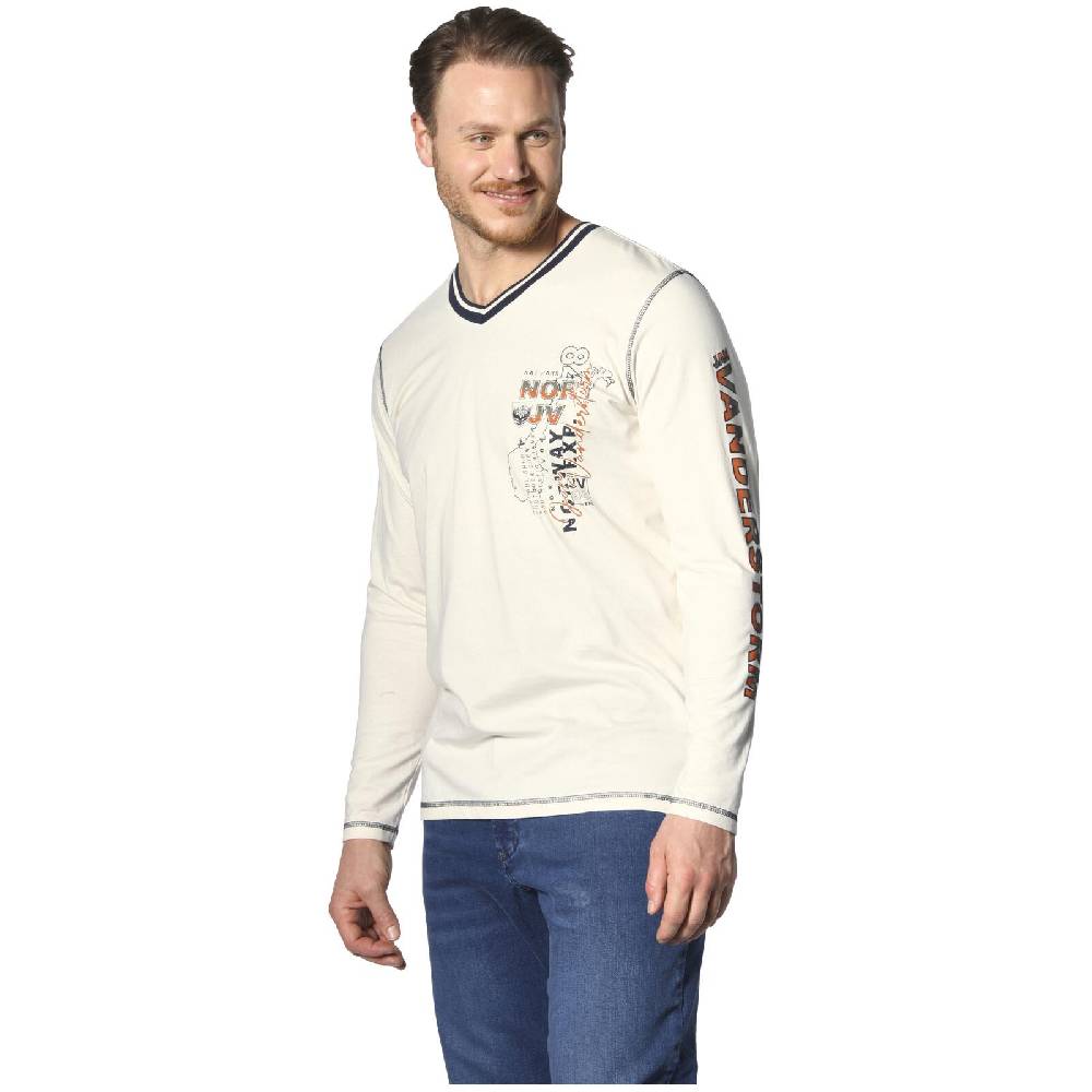 Jan Vanderstorm Langarmshirt RAGNHILD Wollweiß