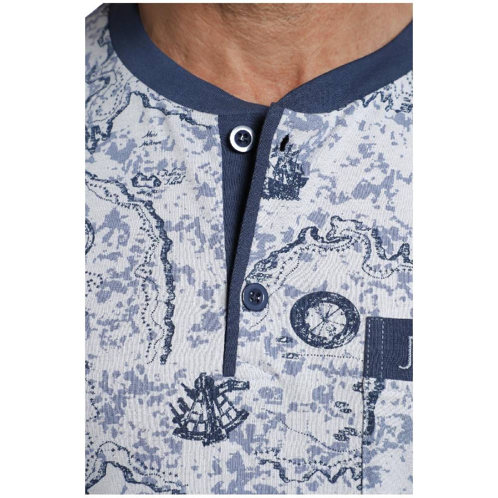 Jan Vanderstorm Nachthemd UNNI Blau Gemustert