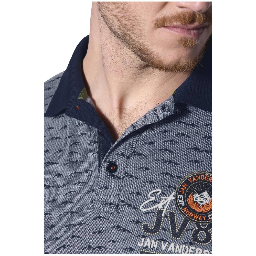 Jan Vanderstorm Poloshirt HALVESEN Blau Gemustert