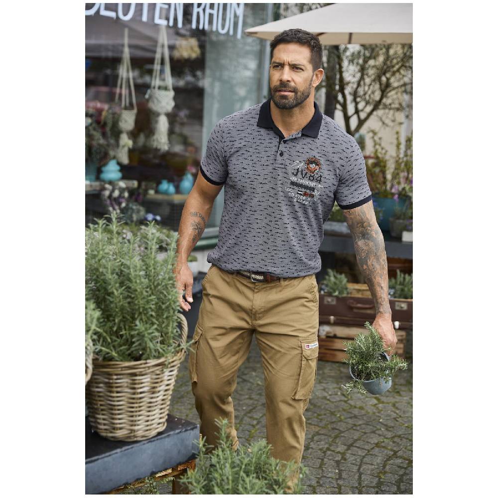 Jan Vanderstorm Poloshirt HALVESEN Blau Gemustert