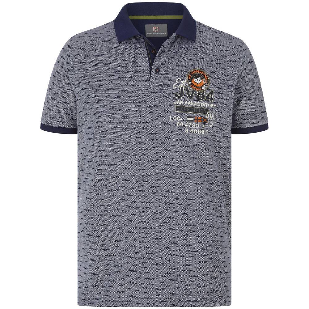 Jan Vanderstorm Poloshirt HALVESEN blau gemustert