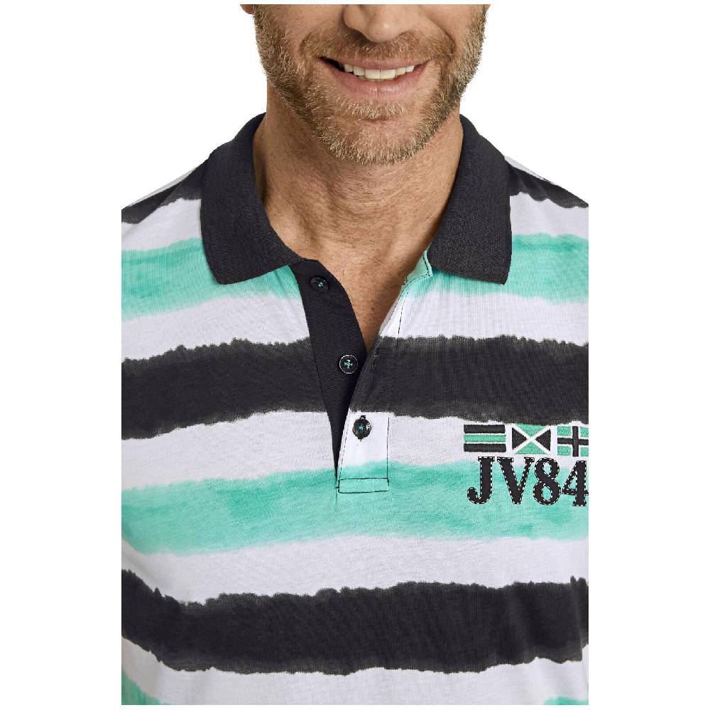 Jan Vanderstorm Poloshirt KARI Türkis Gestreift