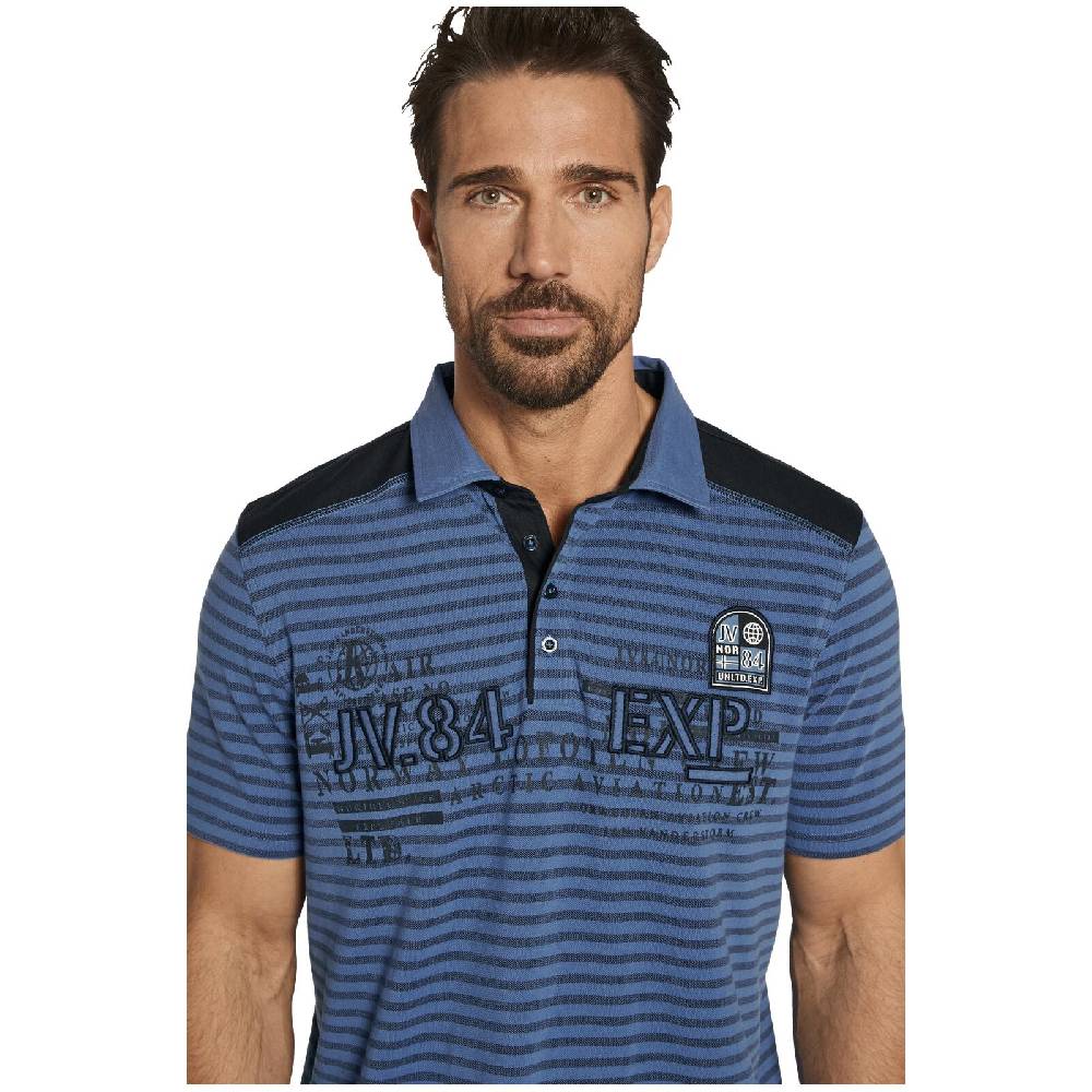 Jan Vanderstorm Poloshirt KUIBERT Blau Gestreift