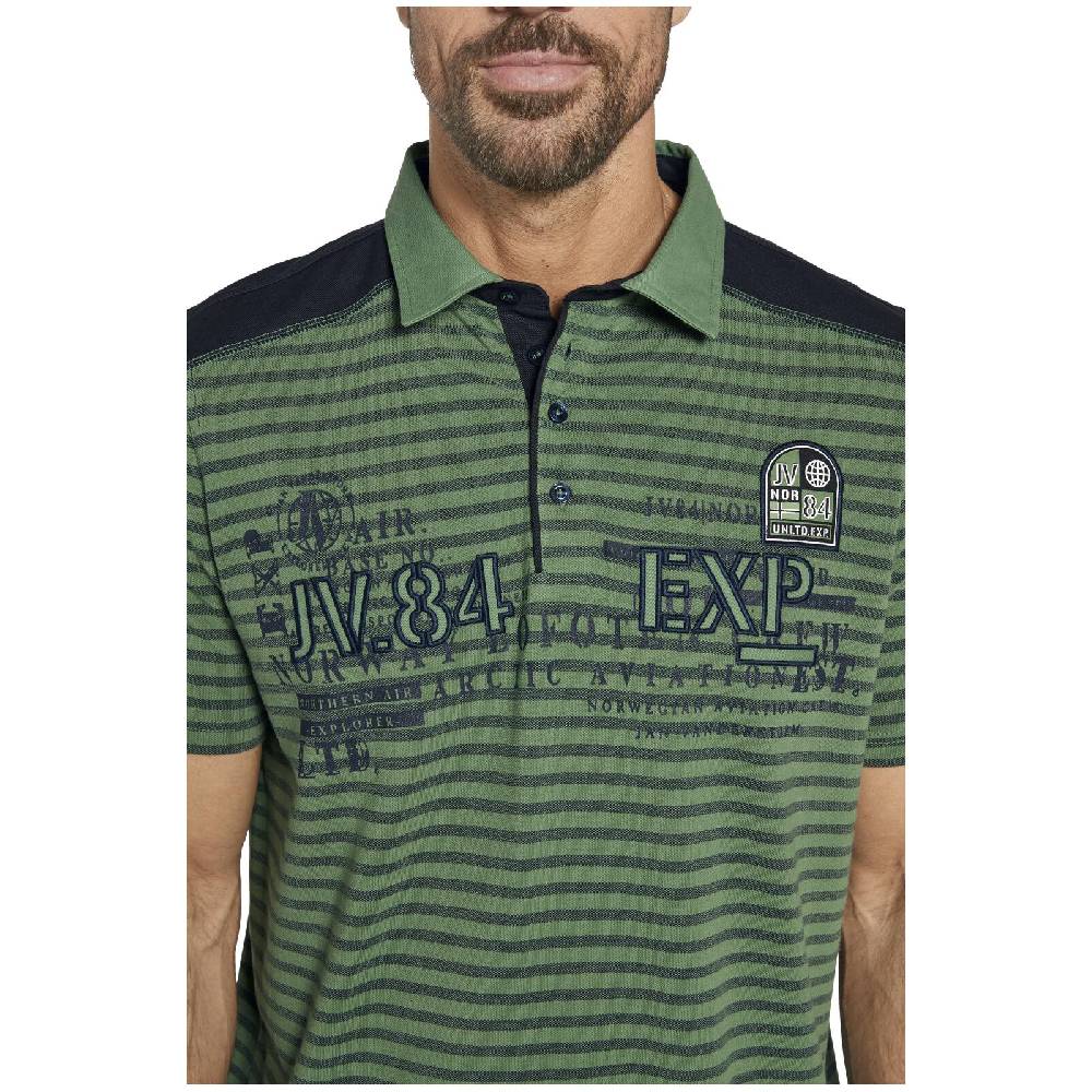 Jan Vanderstorm Poloshirt KUIBERT Oliv Gestreift
