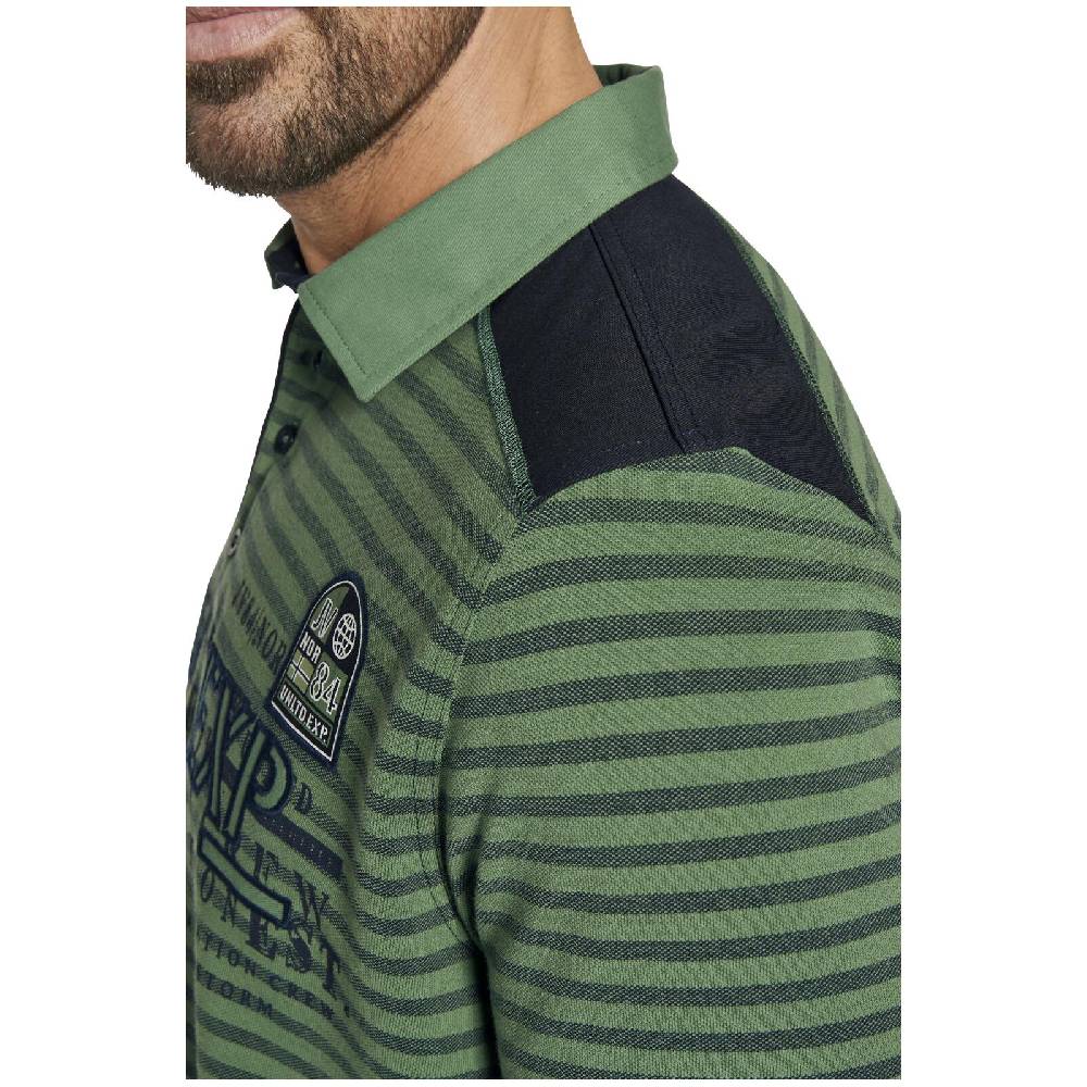 Jan Vanderstorm Poloshirt KUIBERT Oliv Gestreift