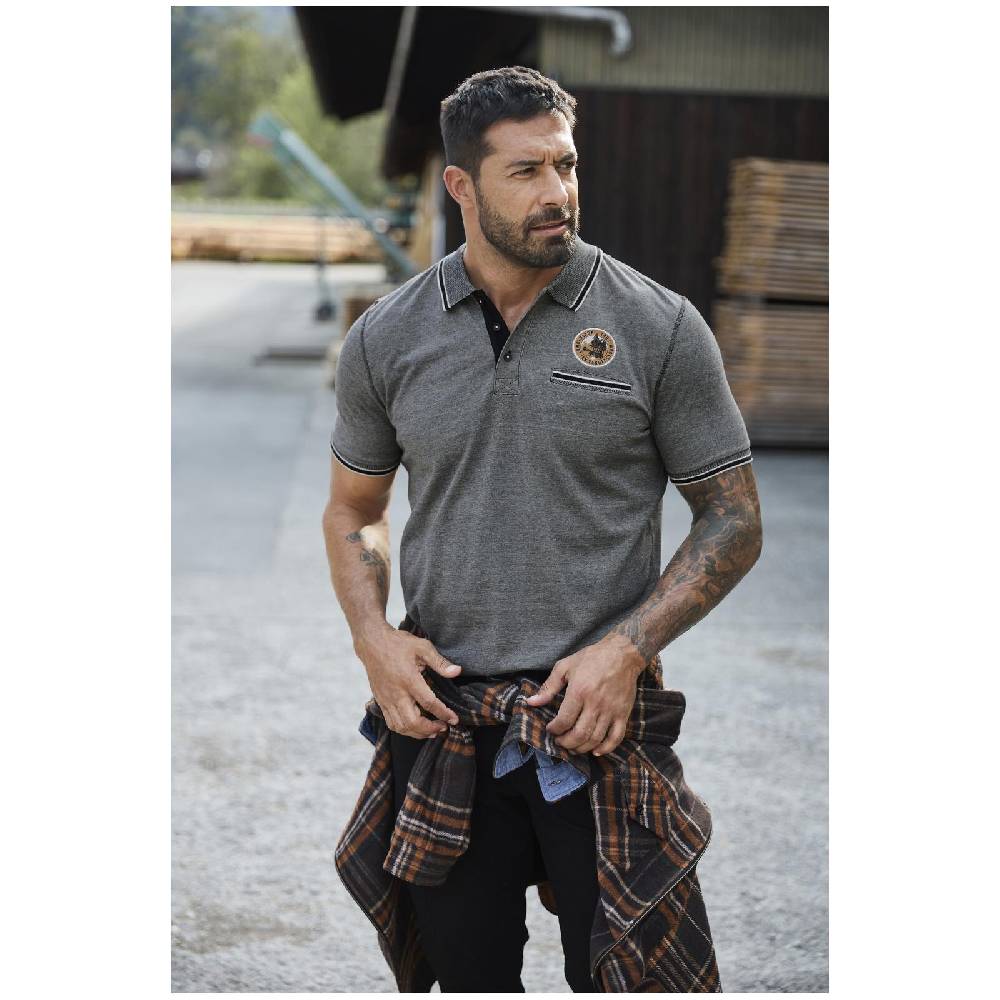 Jan Vanderstorm Poloshirt RIGHER Schwarz Melange