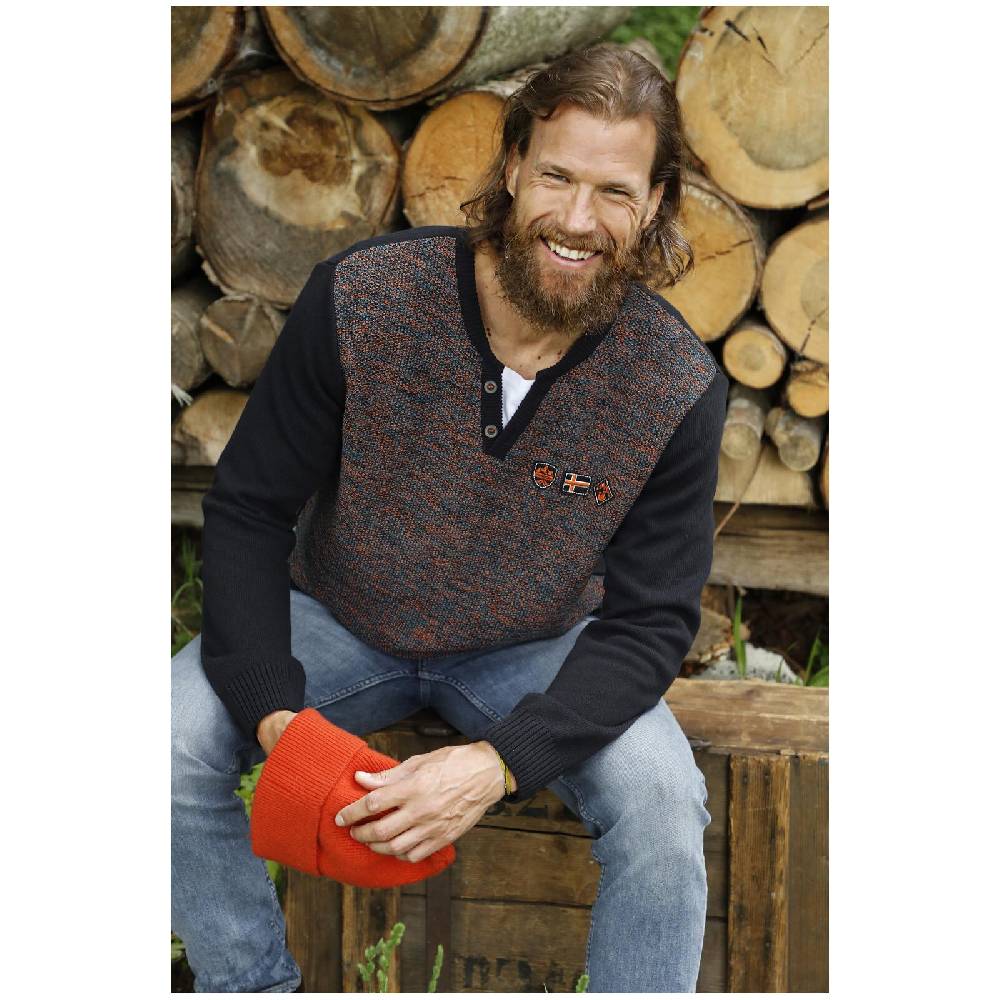 Jan Vanderstorm Pullover HANNU Dunkelblau Melange