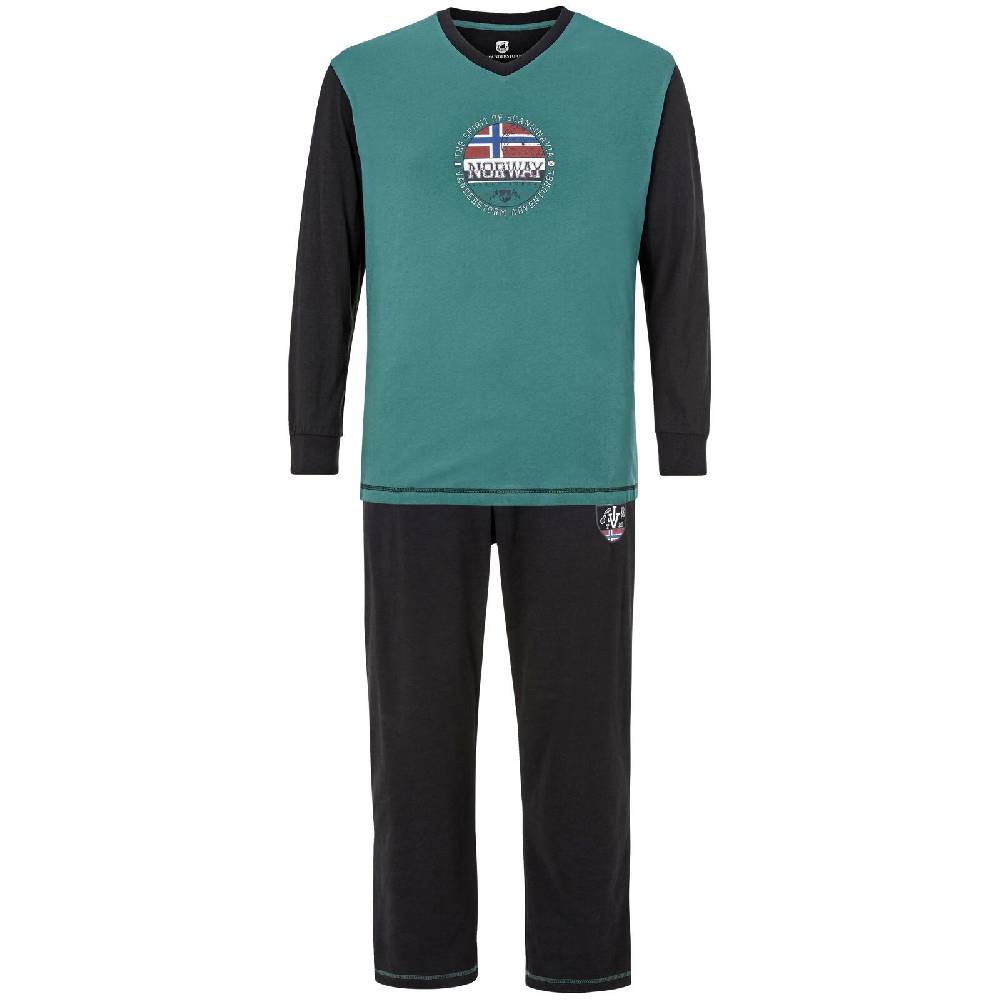 Jan Vanderstorm Schlafanzug OSMUND petrol schwarz