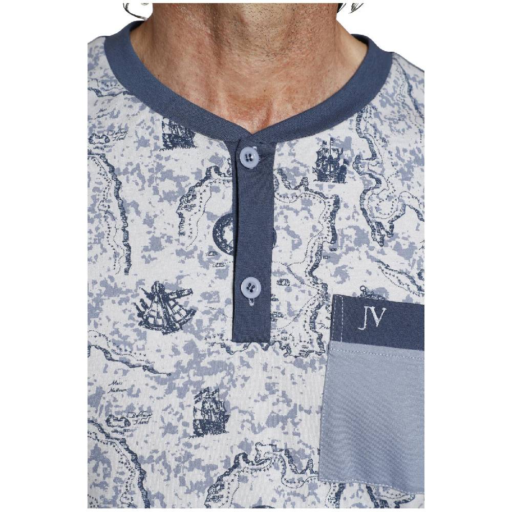 Jan Vanderstorm Schlafanzug TERO Blau Gemustert