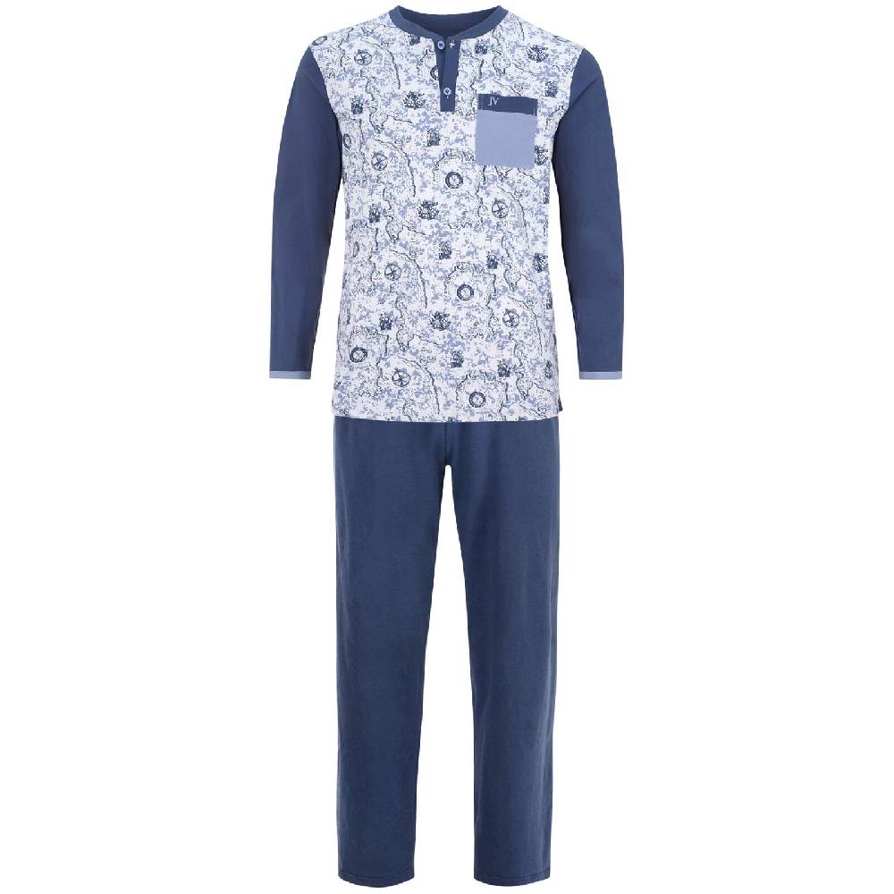 Jan Vanderstorm Schlafanzug TERO blau gemustert