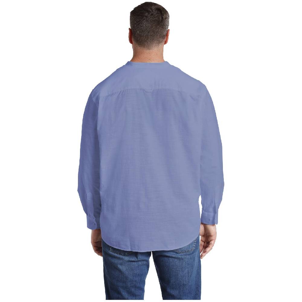 Jan Vanderstorm Stehkragenhemd KALLU Blau