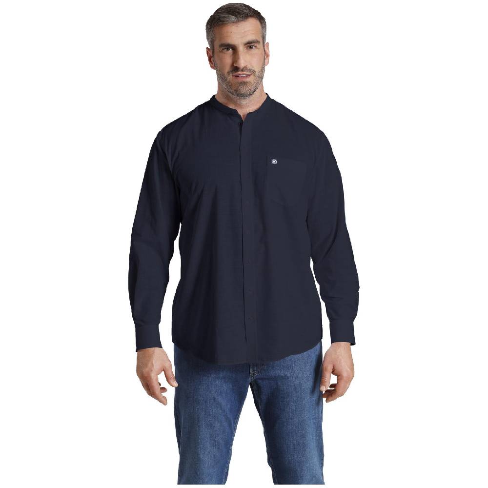 Jan Vanderstorm Stehkragenhemd KALLU Dunkelblau