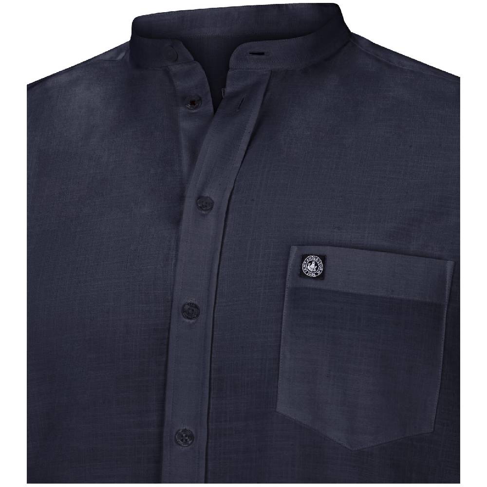 Jan Vanderstorm Stehkragenhemd KALLU Dunkelblau