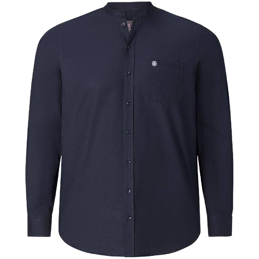 Jan Vanderstorm Stehkragenhemd KALLU dunkelblau