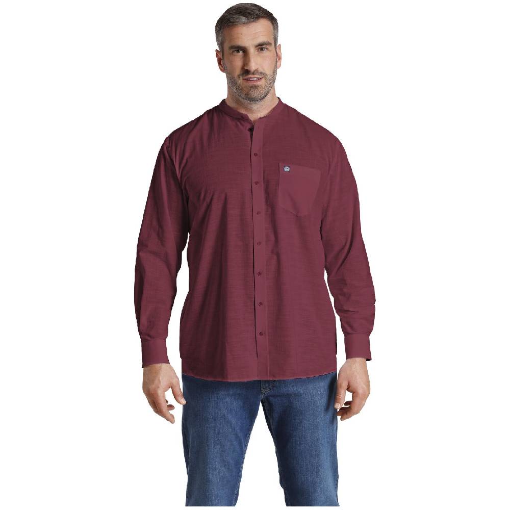 Jan Vanderstorm Stehkragenhemd KALLU Dunkelrot