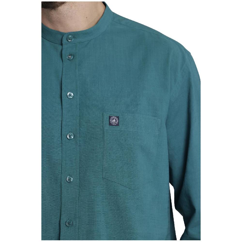 Jan Vanderstorm Stehkragenhemd KALLU Petrol