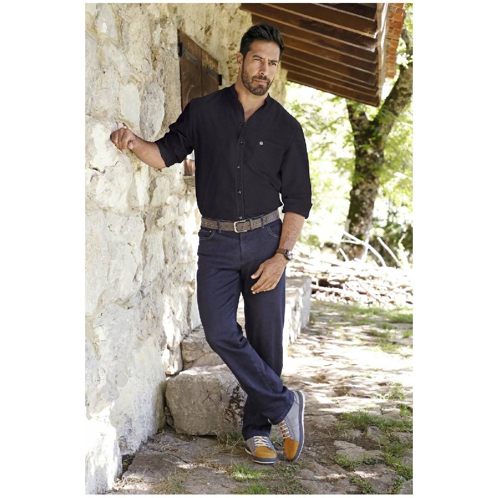 Jan Vanderstorm Stehkragenhemd KALLU Schwarz