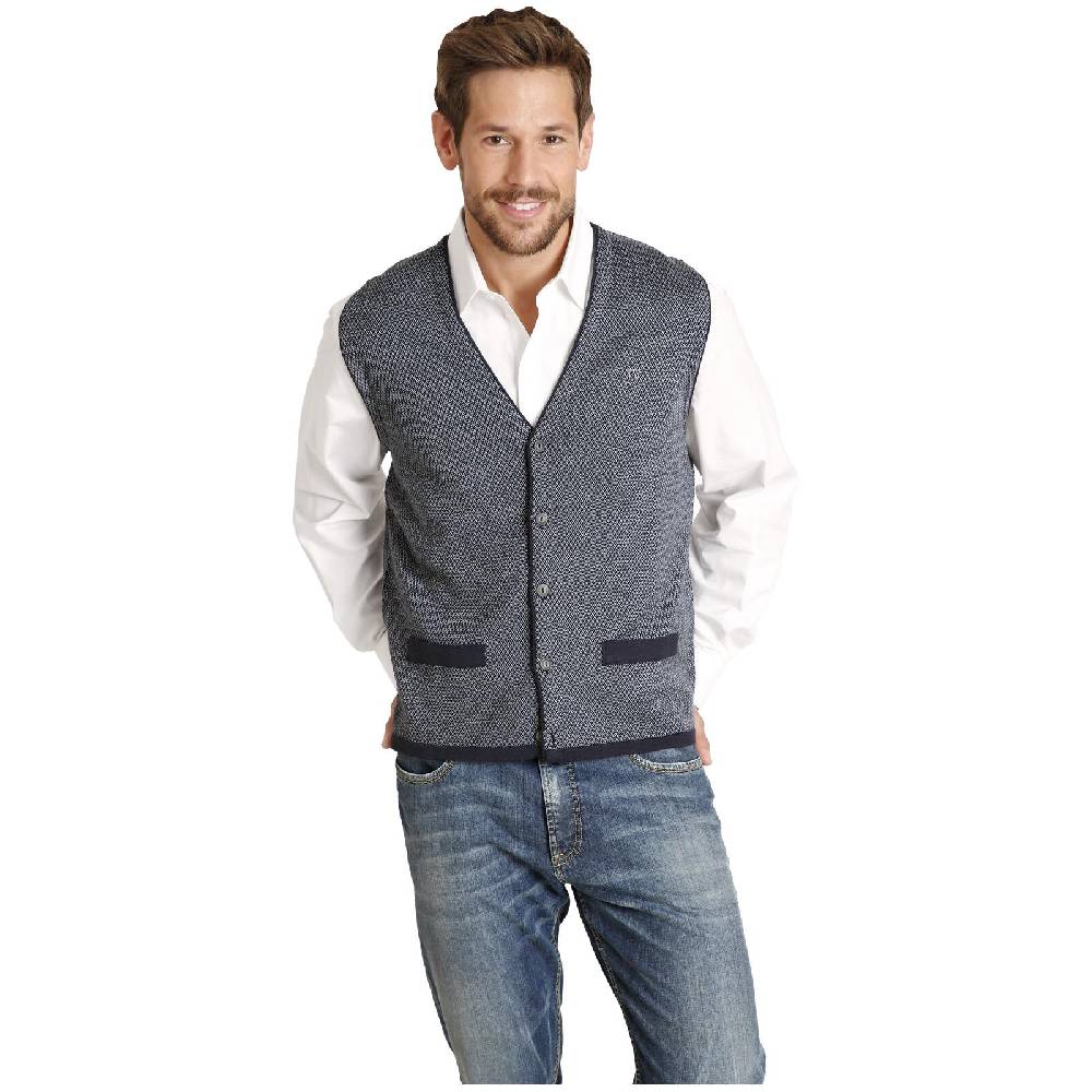 Jan Vanderstorm Strickweste TANE Blau Gemustert