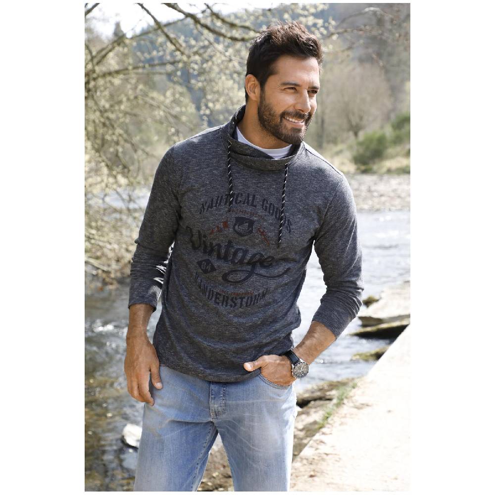 Jan Vanderstorm Sweatshirt HAGEN Blau Melange