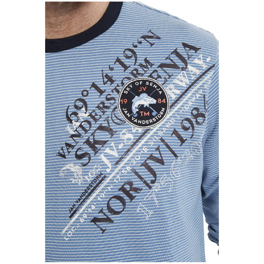 Jan Vanderstorm Sweatshirt IJAN Blau Gestreift